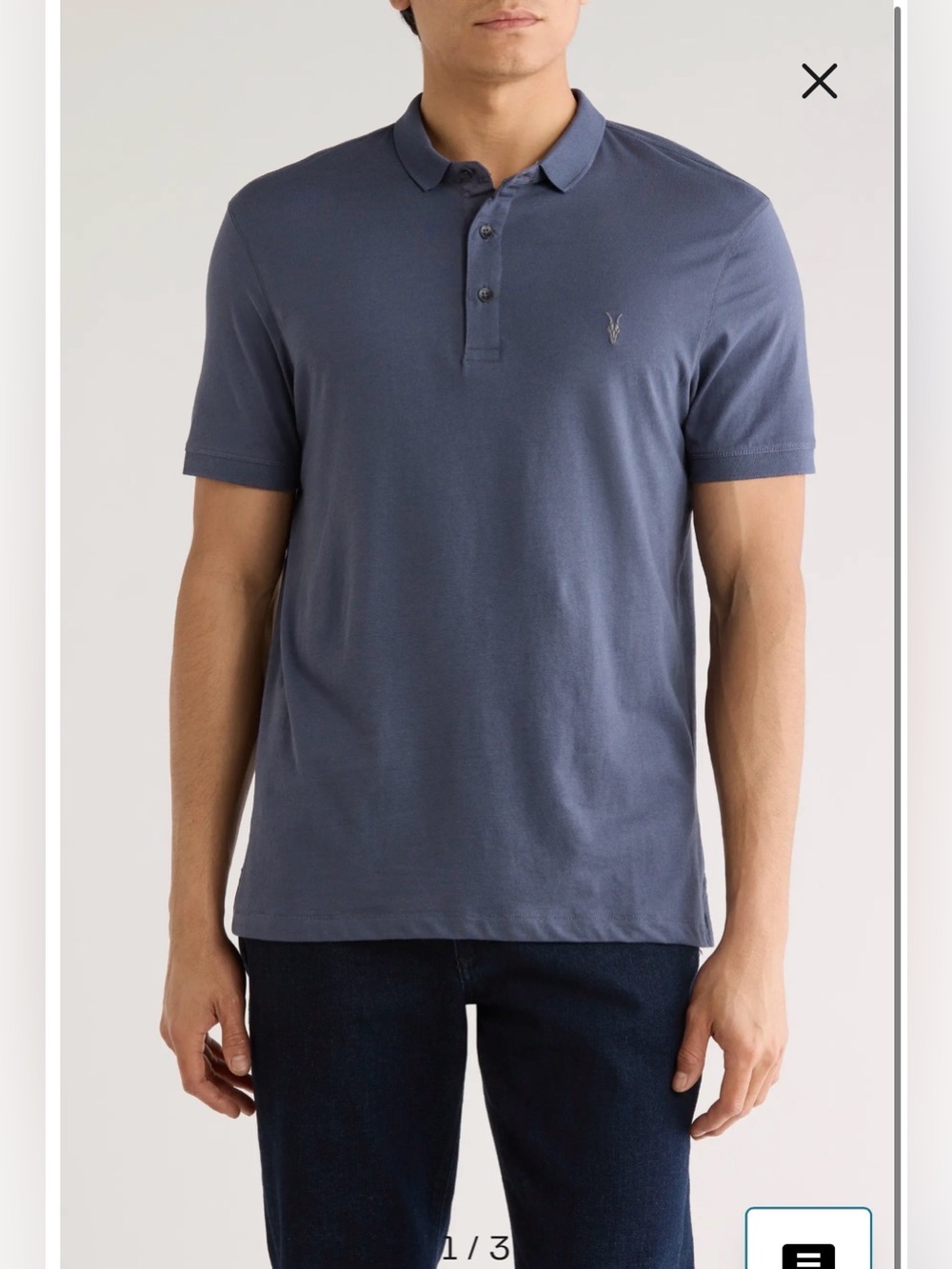 NWOT- All Saints Vidal Polo, Odyssey Blue, size XXL